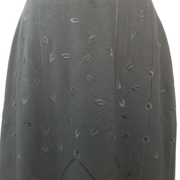 Talbots Black Floral Embroidery Wool Blend Maxi Skirt Special Stunning 4 P - Picture 2 of 5